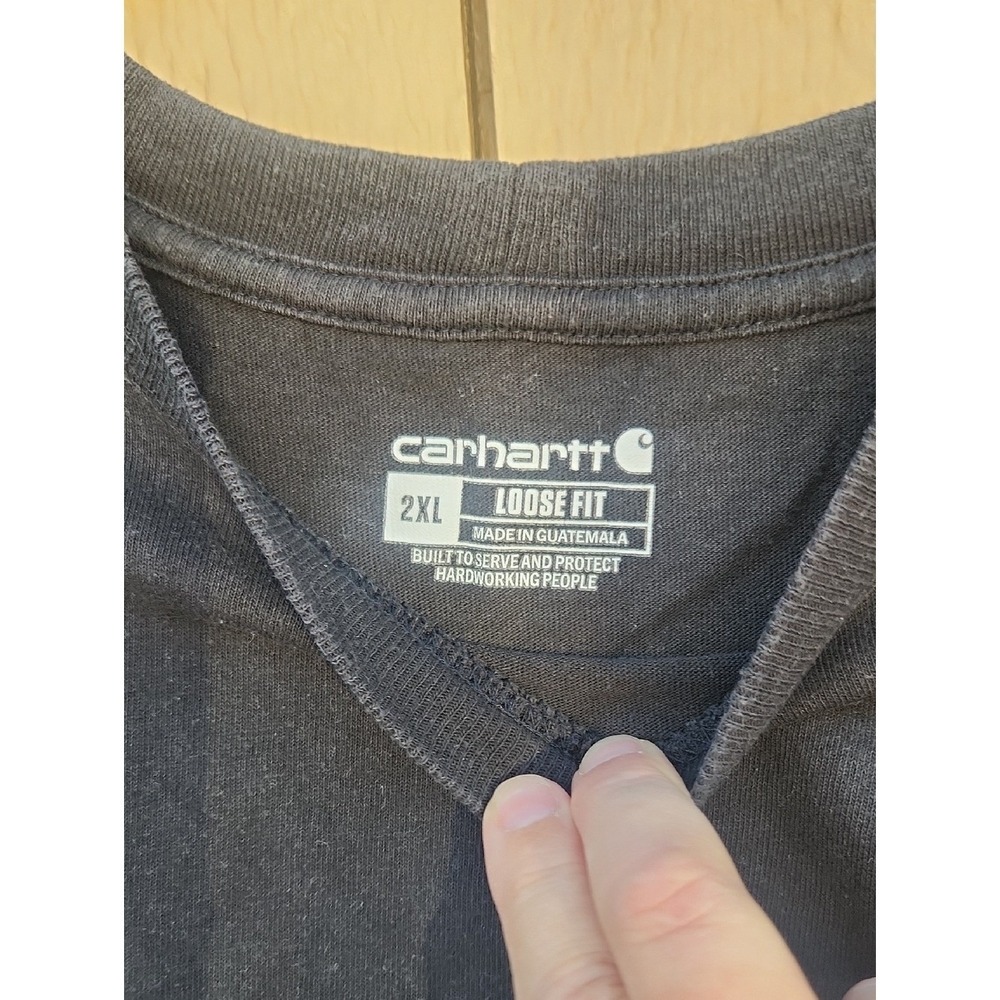Carhartt Loose Fit Short Sleeve Cotton Tshirt Black 2XL Workwear Pocket Big Tall - Picture 3 of 4